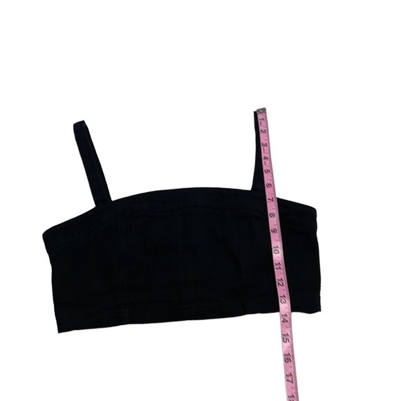 Oka Kie Black Denim Spaghetti Strap Crop Top With Zipper  - Size Medium - Picture 7 of 7